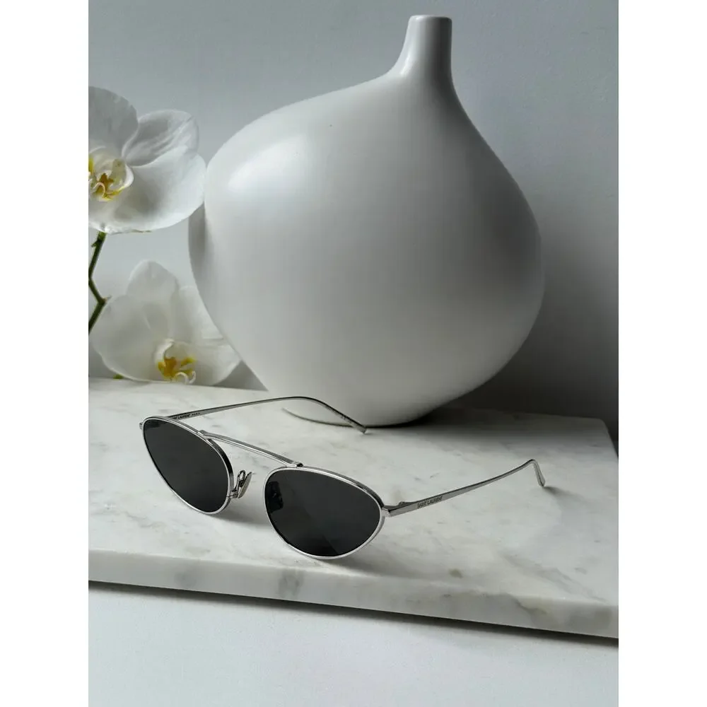 NEW Saint Laurent SL538 Silver Grey Metal Sunglasses